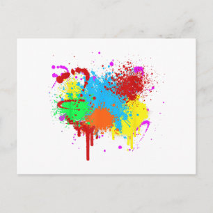 Pretty Paint Splatter Painting Abstract Art Paint Postcard