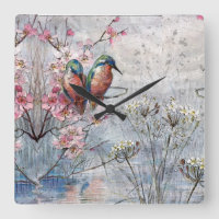 Pretty Painted Kingfishers and Flowers 