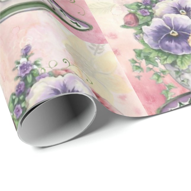 Pretty Painted Pansies Wrapping Paper (Roll Corner)