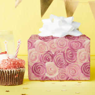 Pretty Painted Roses Print Wrapping Paper Roll