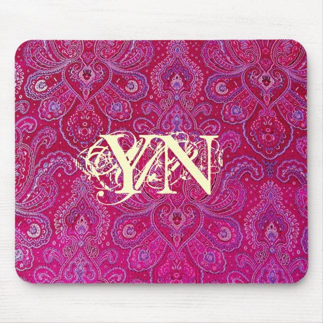 Pretty Paisely monogram Mouse Mat (Front)