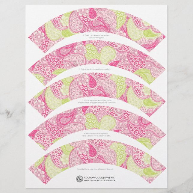 Pretty Paisley Cupcake Wrappers (Front)