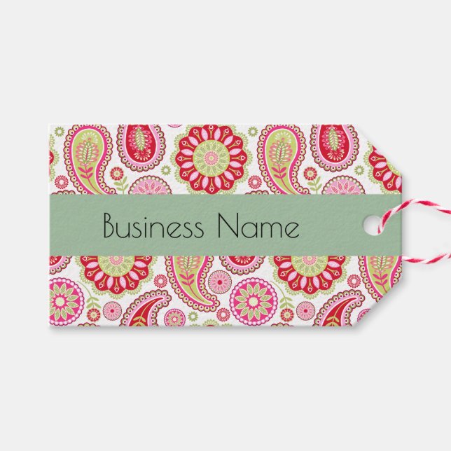 Pretty Paisley Custom Business Tags (Front (Horizontal))
