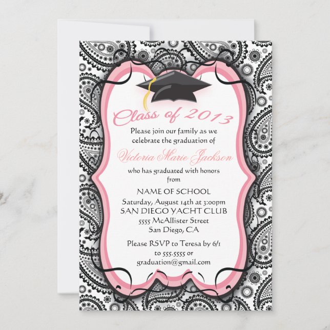 Pretty Paisley Graduation Invitation (Front)