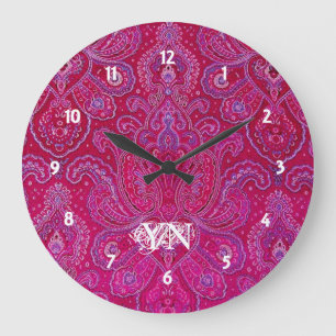 Pretty Paisley monogram Large Clock