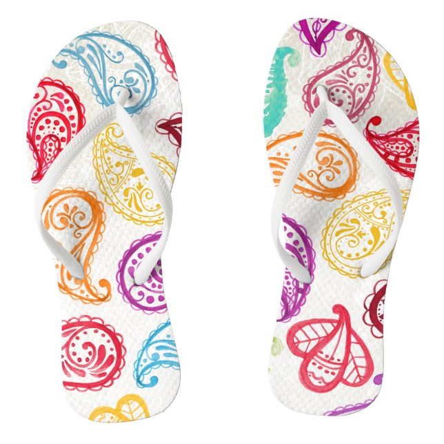 Pretty Paisley Pattern Flip Flops (Footbed)