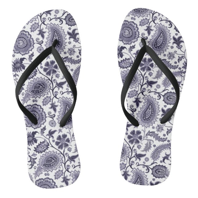 Pretty Paisley Pattern Flip Flops (Footbed)