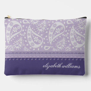 Pretty Paisley Purple and Lilac Personalised Accessory Pouch