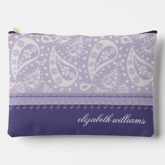 Pretty Paisley Purple and Lilac Personalised Accessory Pouch
