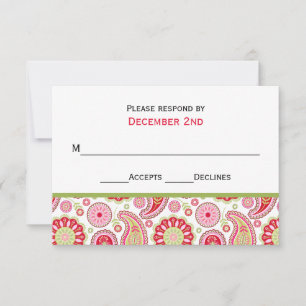 Pretty Paisley Wedding RSVP Card