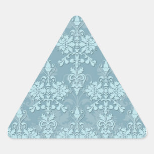 Pretty Pale Blue Damask Pattern Triangle Sticker