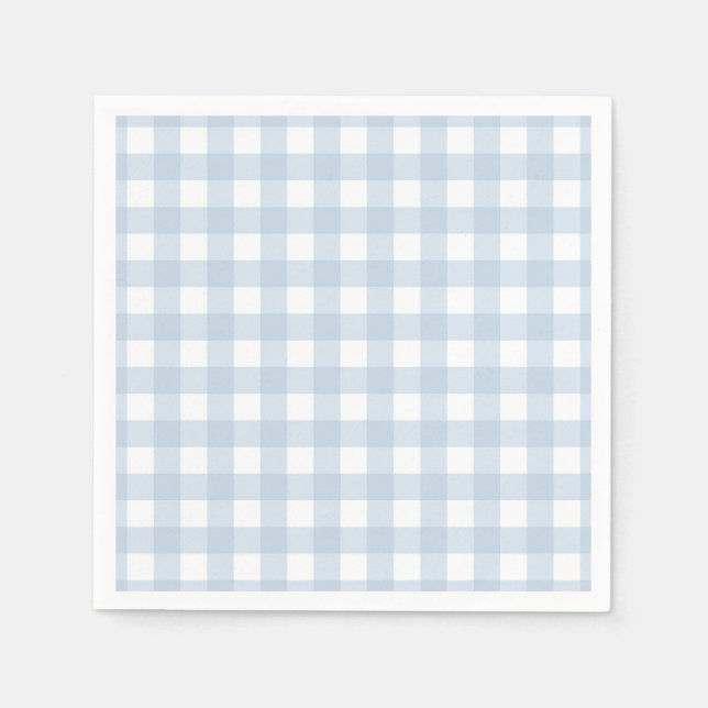 Pretty Pale Denim Blue Gingham Checked Pattern  Napkin (Front)