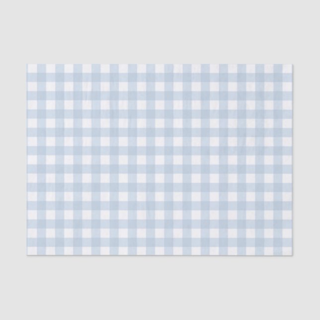 Pretty Pale Denim Blue Gingham Checked Pattern Tissue Paper (Front)