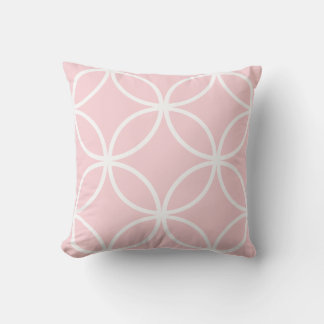 Pretty pale pink and white circles diamonds petals cushion