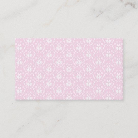 Pretty pale pink damask pattern with white. business card