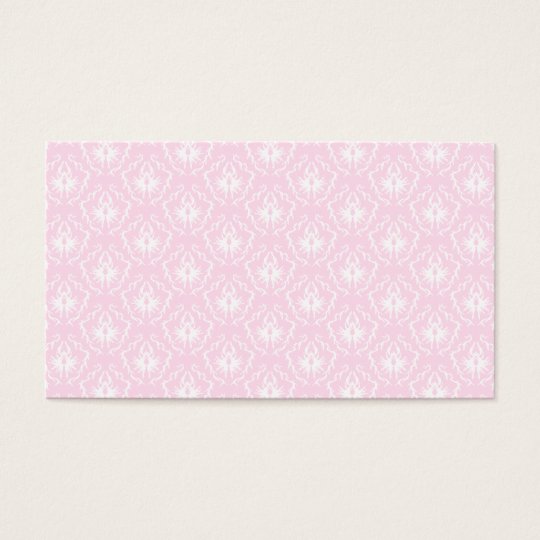 Pretty pale pink damask pattern with white. business card