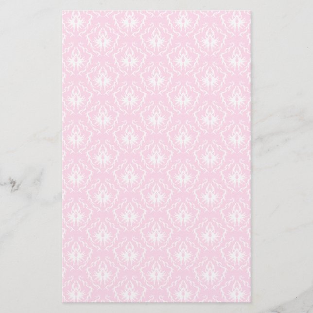 Pretty pale pink damask pattern with white. flyer (Front)