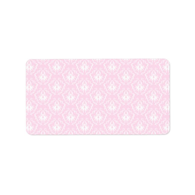 Pretty pale pink damask pattern with white. label (Front)