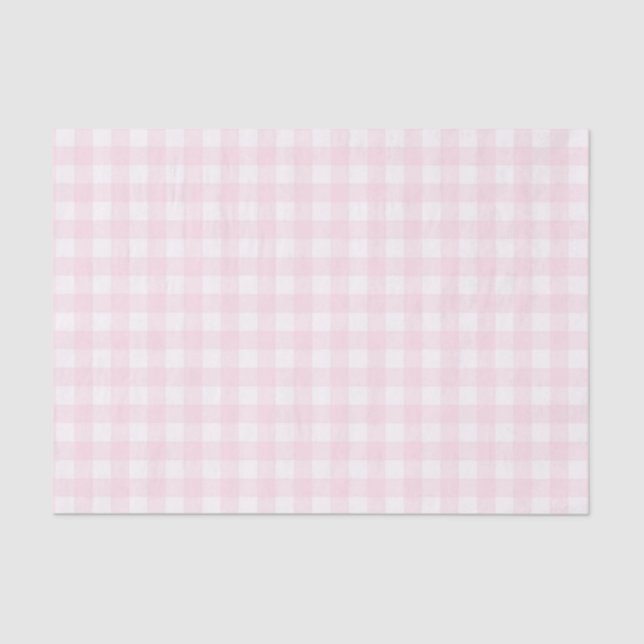 Pretty Pale Pink Gingham Checked Pattern Tissue Paper (Front)