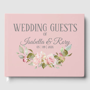 Pretty Pale Purple and Pink Roses Wedding   Guest Book