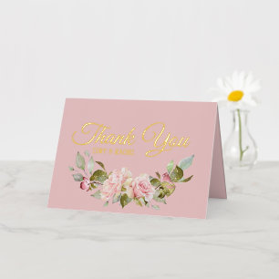 Pretty Pale Purple Pink Roses Wedding Thank You Foil Greeting Card