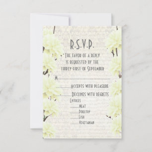 Pretty pale yellow floral flower wedding R.S.V.P RSVP Card