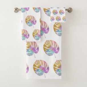 PRETTY PALM LEAF BATHROOM TOWEL SET