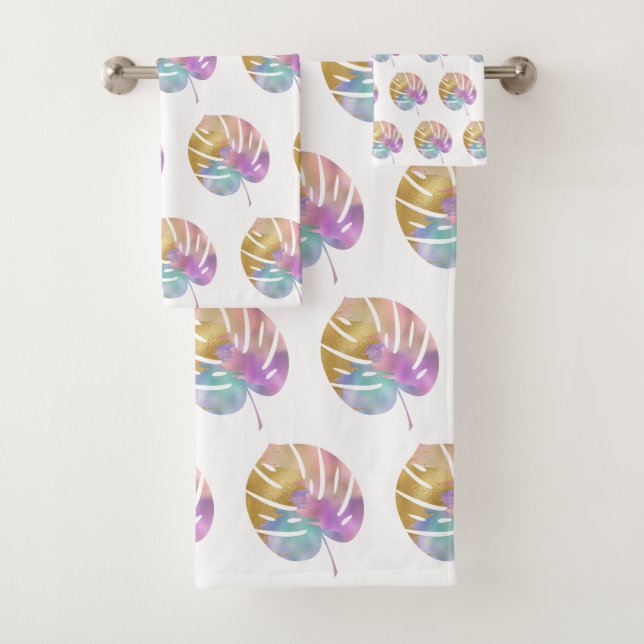 PRETTY PALM LEAF  BATHROOM TOWEL SET  (Insitu)