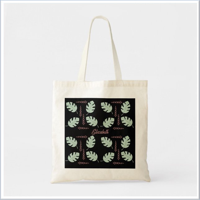 Pretty Palm Sage Green & Rose Pink Tote Bag (Creator Uploaded)