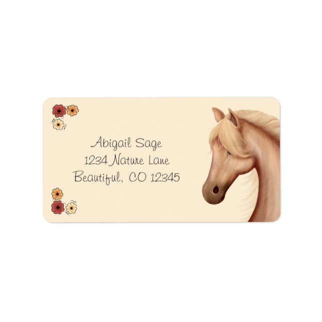 Pretty Palomino and Flowers Horse Address Labels (Front)