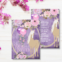 Pretty Palomino Pink Purple Flowers Horse Birthday