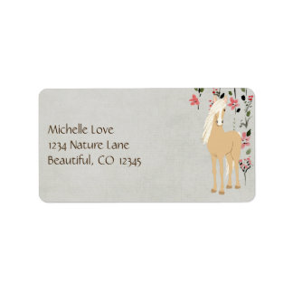 Pretty Palomino Pony Flowers Horse Address Label