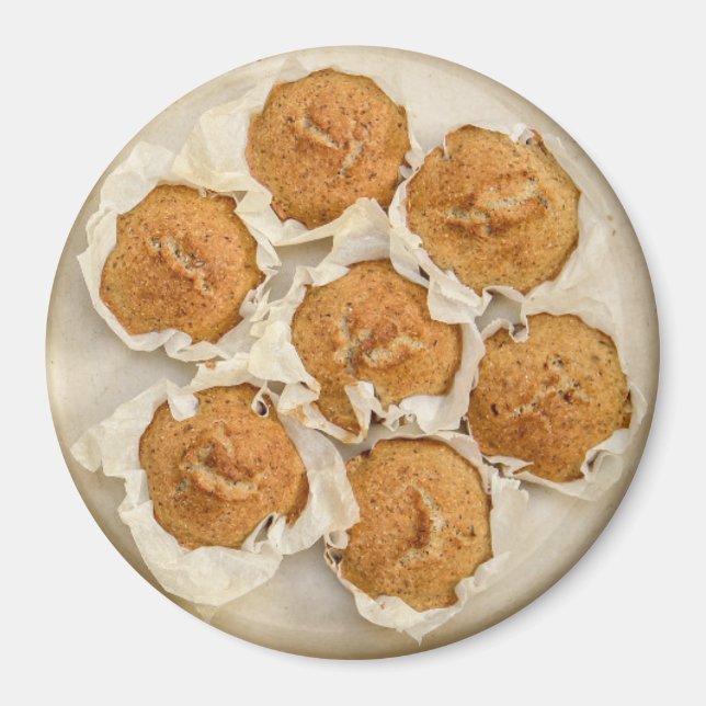 Pretty pan of muffins food kitchen magnet (Front)