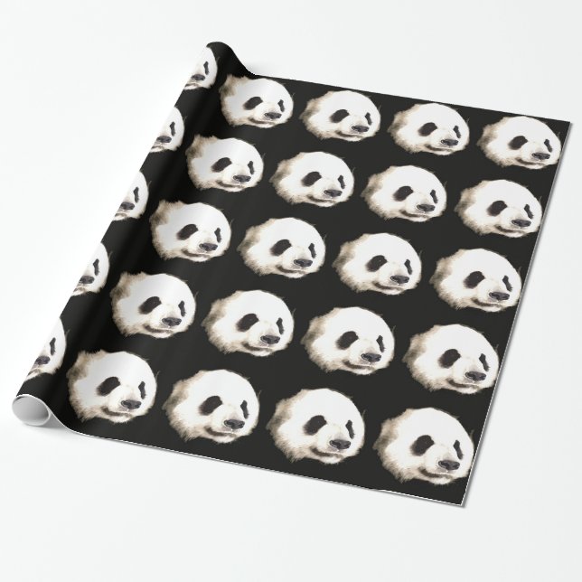 Pretty Panda Christmas Wrapping Paper (Unrolled)