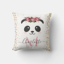 Pretty panda floral monogram personalised