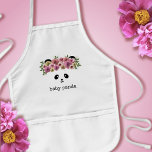 Pretty Panda Girl Cute Personalised Kids Apron<br><div class="desc">A pretty panda bear wearing a floral crown in her hair. Just add your name</div>