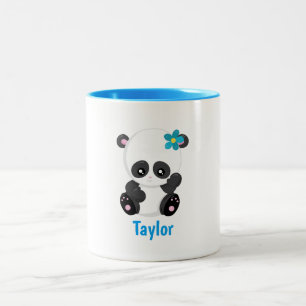 Pretty Panda White and Blue Customise Two-Tone Coffee Mug