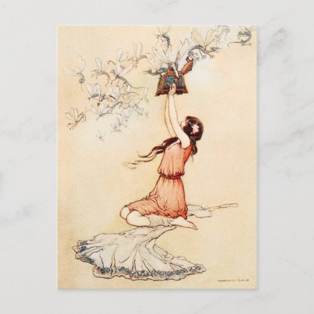 Pretty Pandora opening Her Box Postcard (Front)