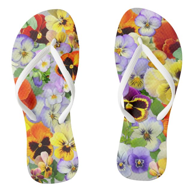 Pretty Pansies Flip Flops (Footbed)