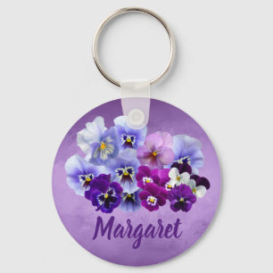 Pretty Pansies Floral Key Ring