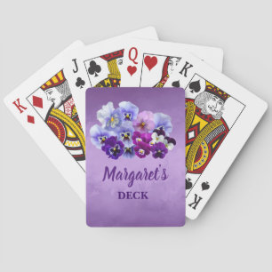 Pretty Pansies Floral Personalised Playing Cards