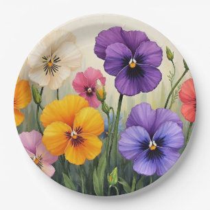 Pretty Pansies Paper Plate