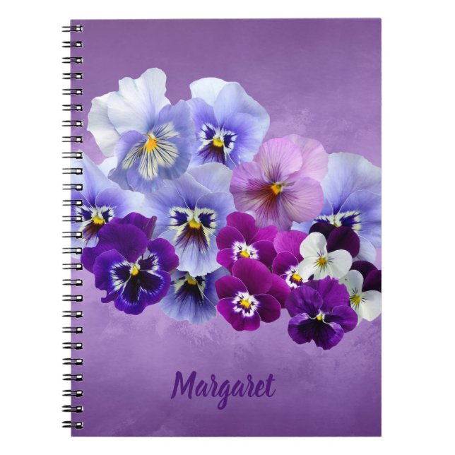 Pretty Pansies Personalised Floral Notebook (Front)