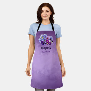 Pretty Pansies Personalised Purple Apron Floral
