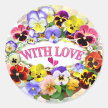 Pretty Pansies With Love Classic Round Sticker