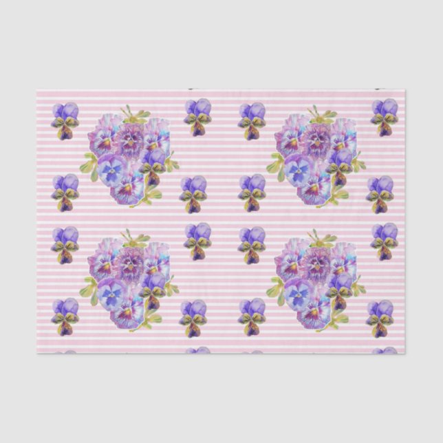 Pretty Pansy Flower Floral Pastel Pink Pattern Tissue Paper (Front)