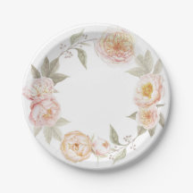 Pretty Paper plate with watercolor floral wreath