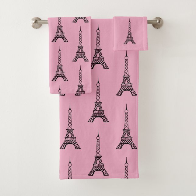 Pretty Paris Eiffel Tower Bath Towels Set Gift (Insitu)
