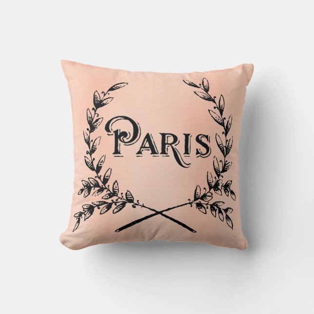 Pretty Paris French Antique Art Pillow (Front)
