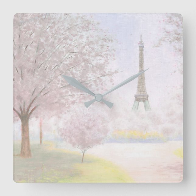 Pretty Paris In Pastels Square Wall Clock (Front)